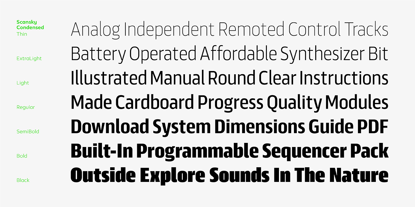 Scansky Condensed Extra Light Font preview